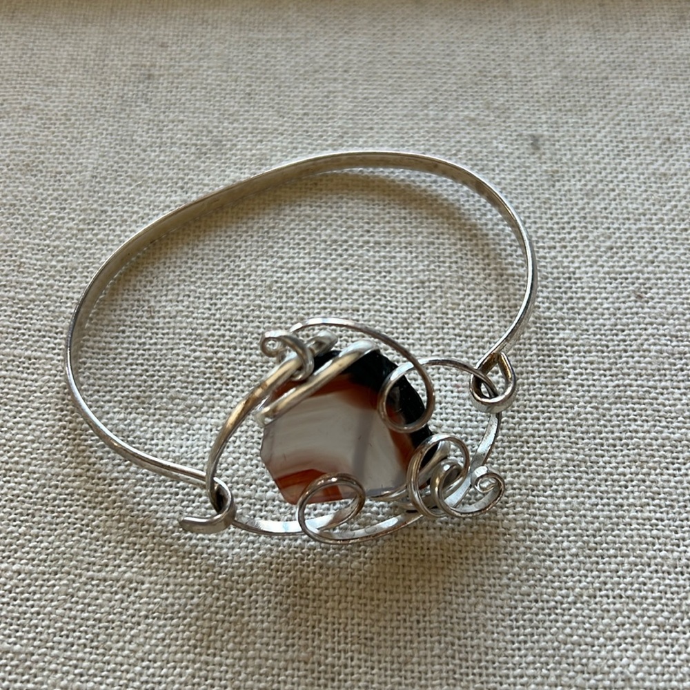 Sterling silver and stone bracelet